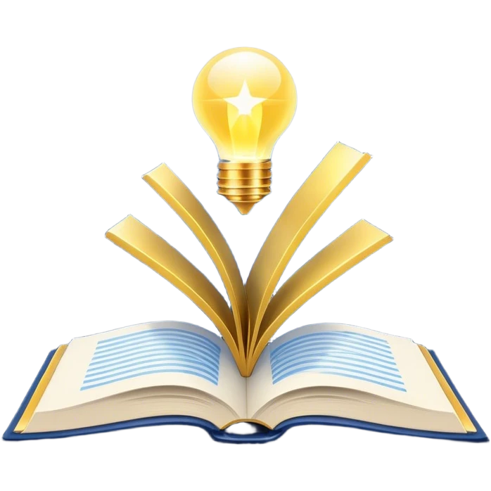 A navy blue productivity book with gold details, chart with upward trend aura, radiating productivity, strategy, and success in motion- emoji