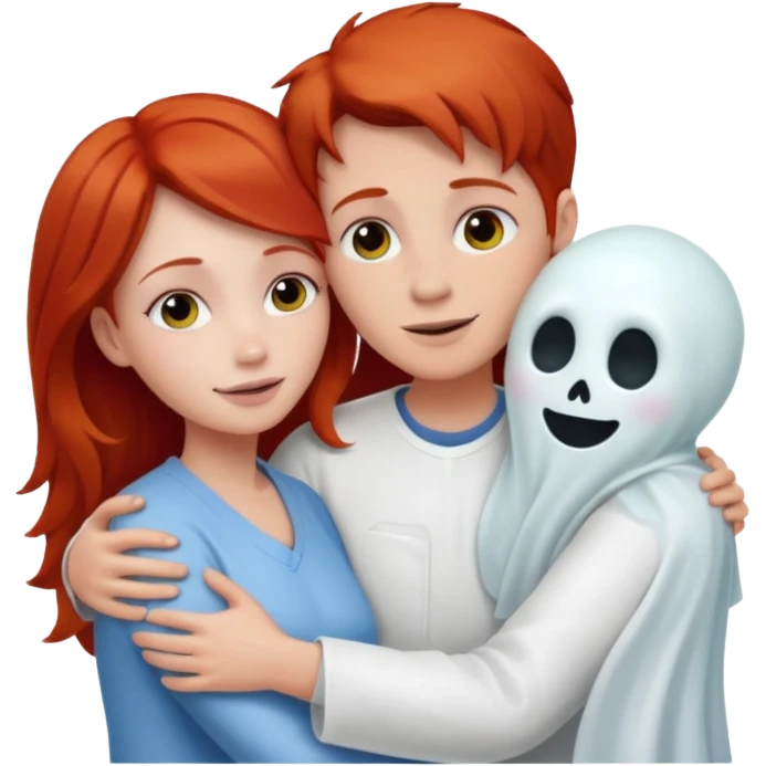 Redhead hugging ghost hospital emoji