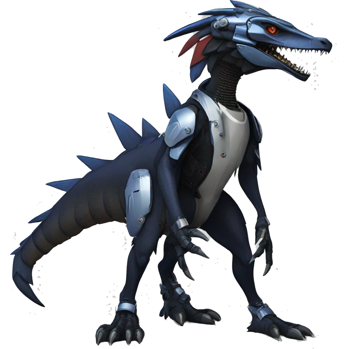 Full body Edgy Futuristic Mechanical Sergal-raptor-nargacuga-vernid emoji