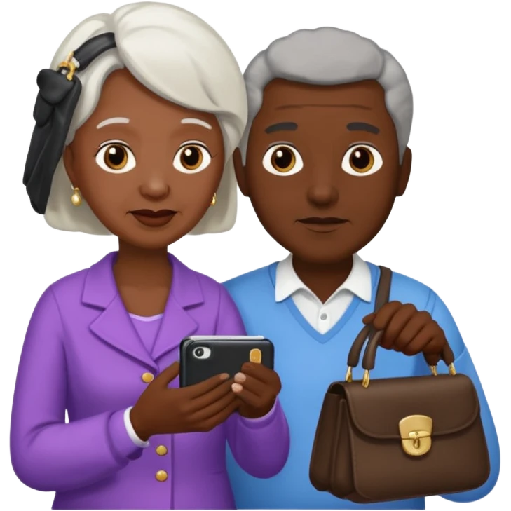 A black man taking an old white lady’s purse emoji