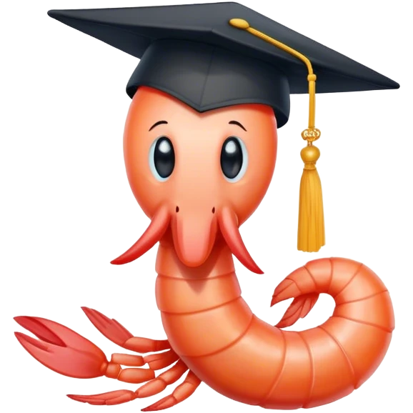shrimp with phd hat emoji