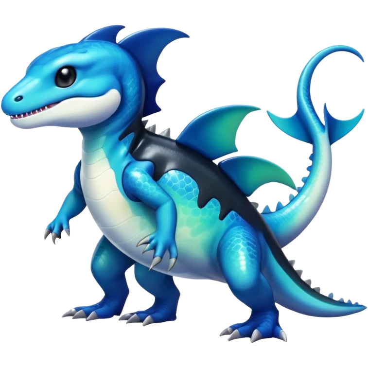 white blacks colorful gradient shiny glossy Fakémon-Digimon-orca-reptile-dragon-lizard-creature-hybrid (full body) emoji