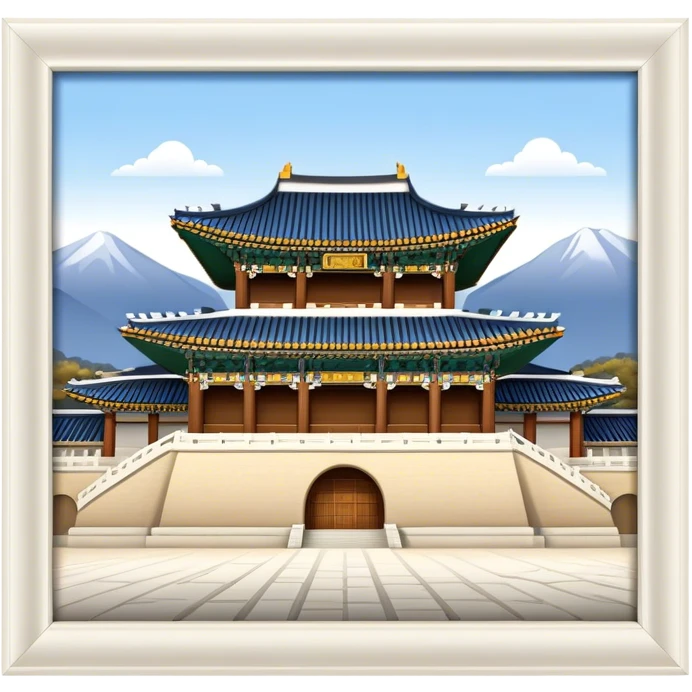 Cinematic Realistic Gyeongbokgung Palace Landmark Emoji, depicted with regal historic architecture rendered with intricate detail and majestic, dynamic lighting. emoji