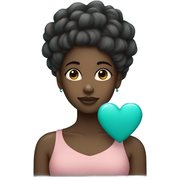 black girl with a teal heart by her head emoji