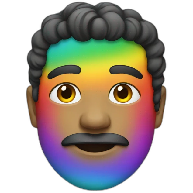an artist with a rainbow face emoji