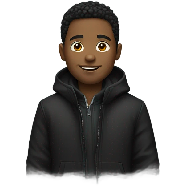 smiling boy in black jacket emoji