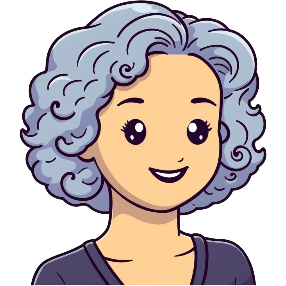 smiling 50 year old lady with silver curly hair emoji