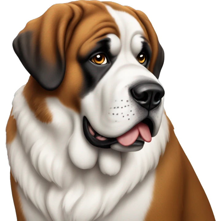 sitting Saint Bernard looking worried emoji
