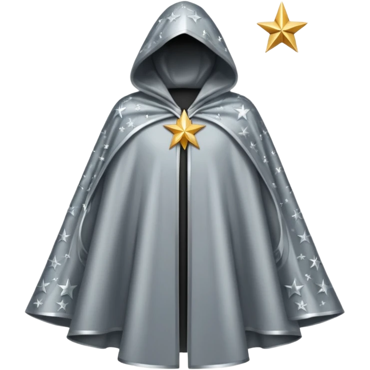 a fantasy  magic, silver color with star pattern cloak emoji