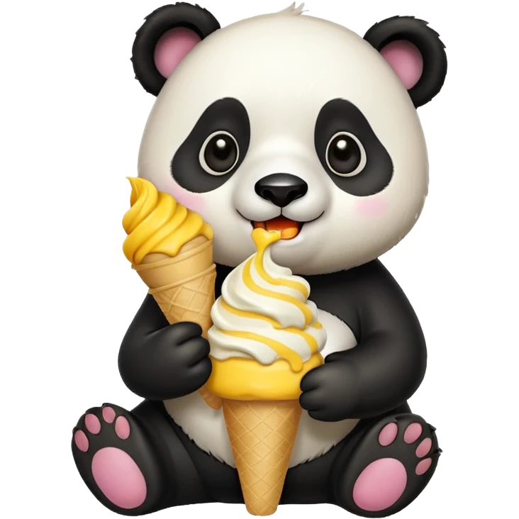 Panda eating mango icecream emoji