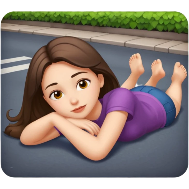 A girl laying on the street emoji