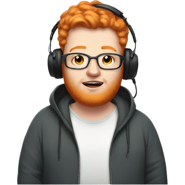 obese ginger twitch streamer wearing headset and hoodie emoji