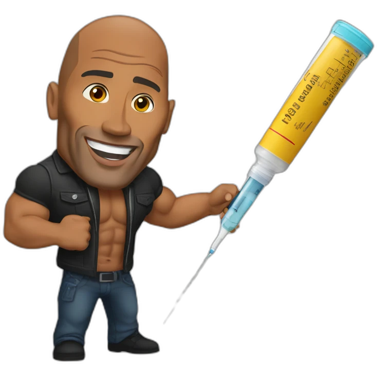Dwayne Johnson with syringe emoji