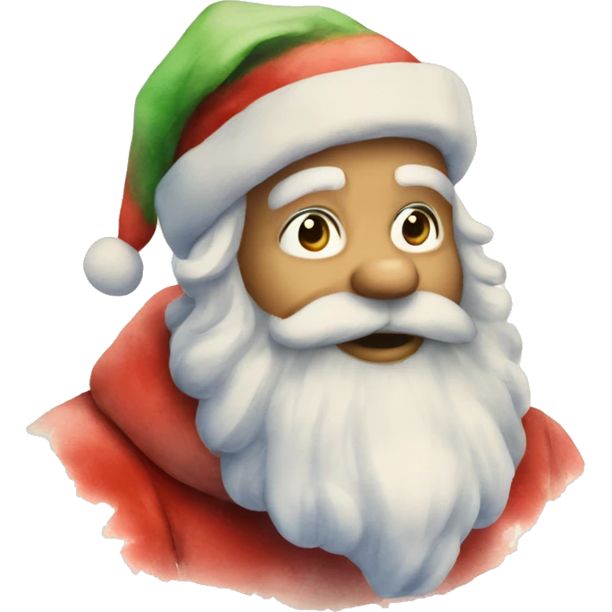 A watercolor Santa Claus emoji