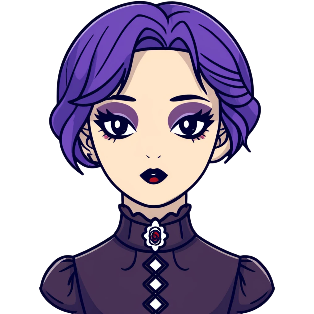 gothic femboy with makeup, choker, and dark victorian clothes emoji