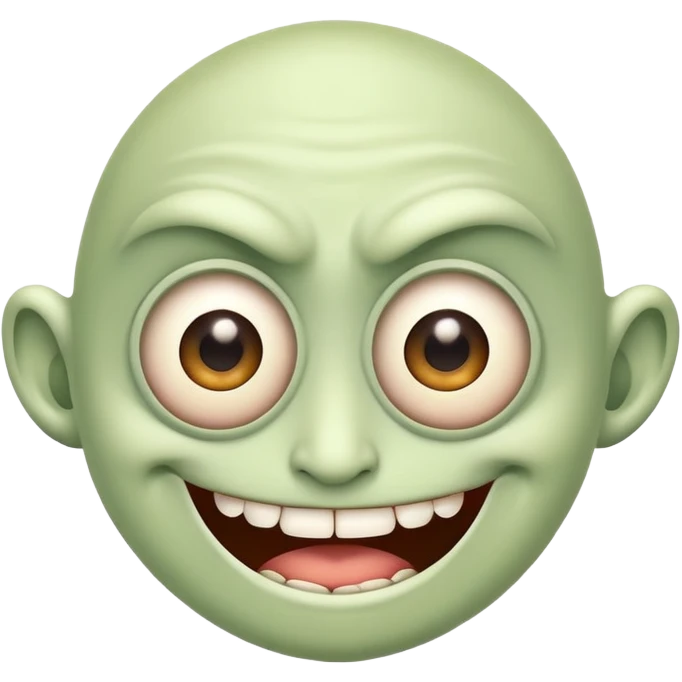 Funny mutant with multiple eyes and a silly smile emoji