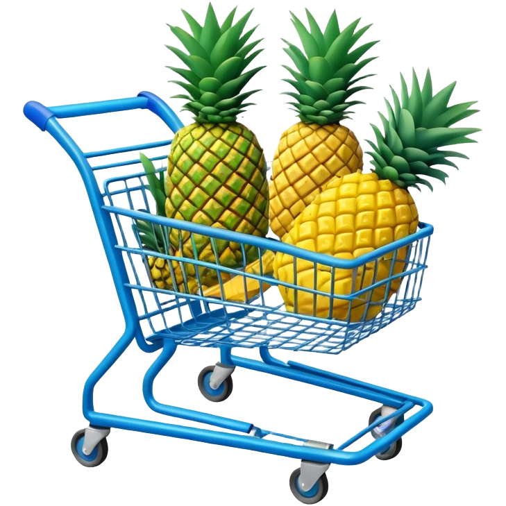 blue shopping cart with pineapples emoji