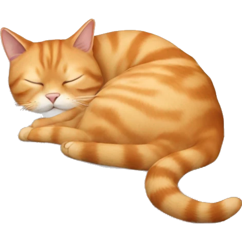 ginger cat of the British Chinchilla breed, sleeping on a pillow emoji