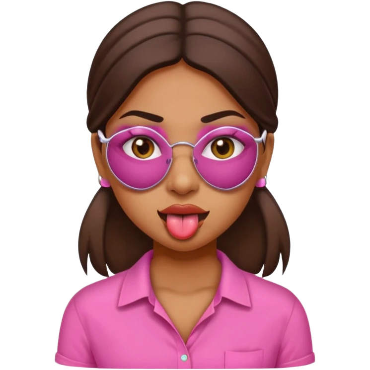 make a tongue sticking out expression for this indian girl that has under eye patches emoji