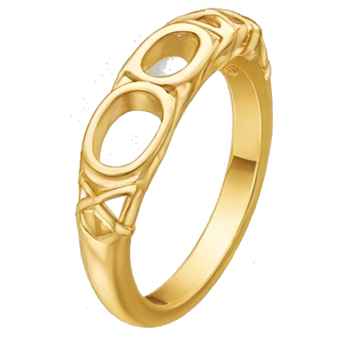 Oval trilogy gold ring emoji