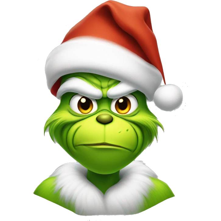 Grinch wearing Santa hat emoji