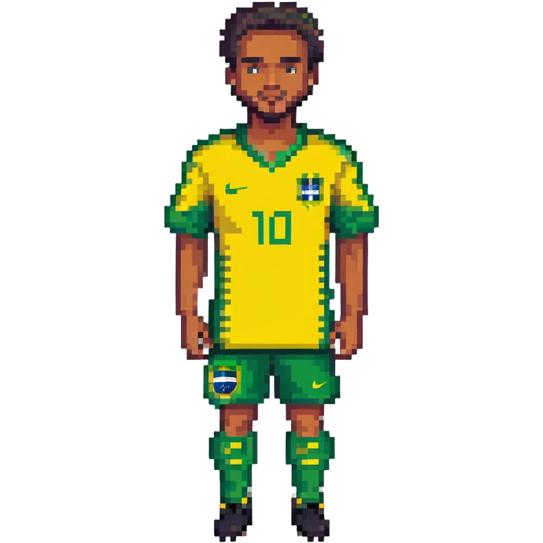 man wearing Brazilian soccer jersey, yellow and green colors emoji
