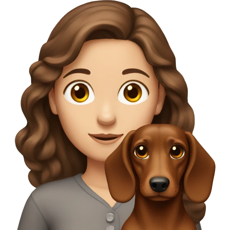 brown-haired girl with a long-haired dachshund emoji