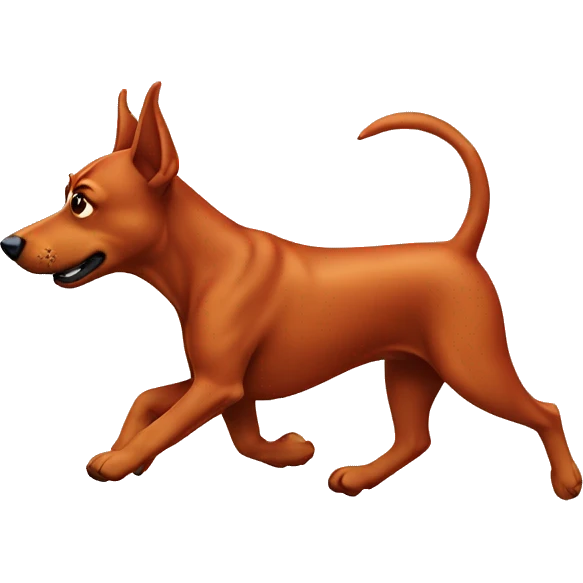 solid red dog with pointed ears running emoji