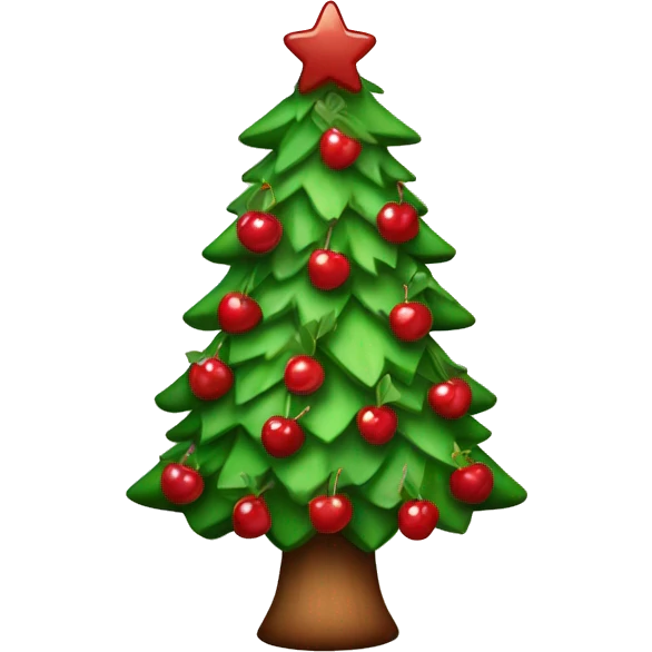 christmas tree with bows and cherries emoji