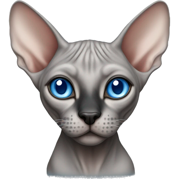 grey sphynx cat with blue eyes and black nose emoji