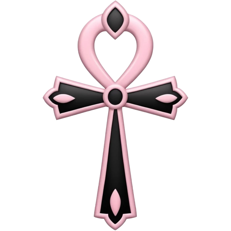 Light pink gothic ankh with black spiderweb background  emoji