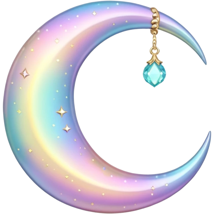 glossy Pastel iridescent crystal crescent damask moon emoji