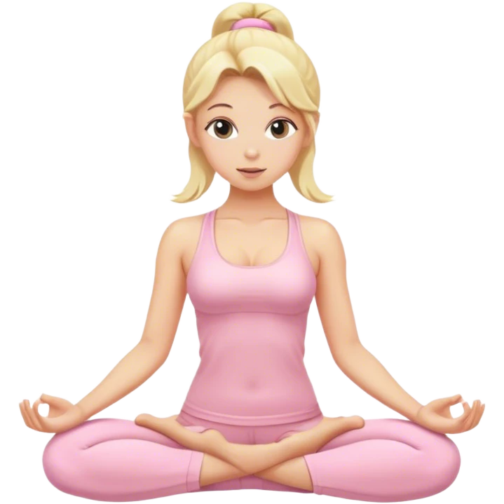 blonde yoga girl light pink clothes n emoji