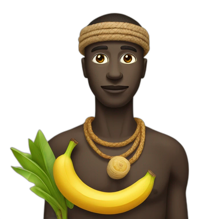Un homme d’une tribu africaine avec une banane emoji