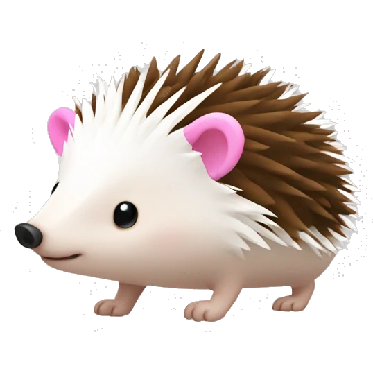 Hedgehog white brown quills one pink ear one brown ear different colored ears  emoji