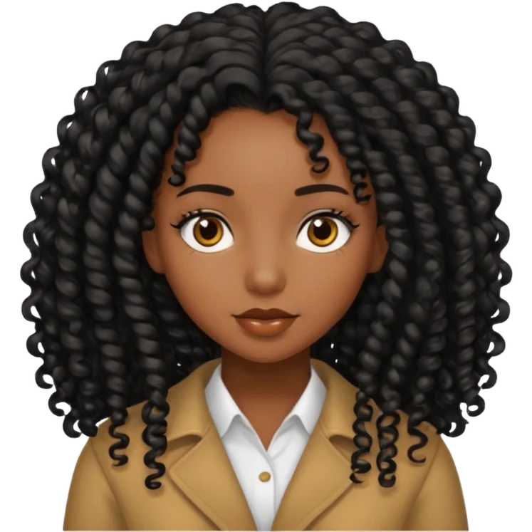 black girl with long black curly hair  emoji