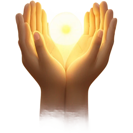 Spiritual healing light in hands  emoji