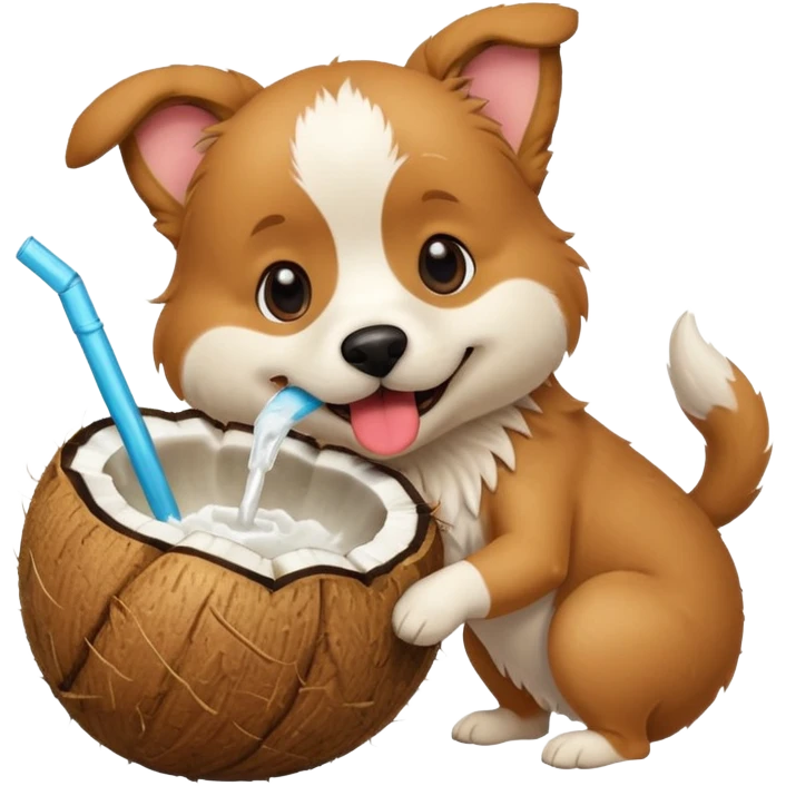 Dog with coconut drink  emoji