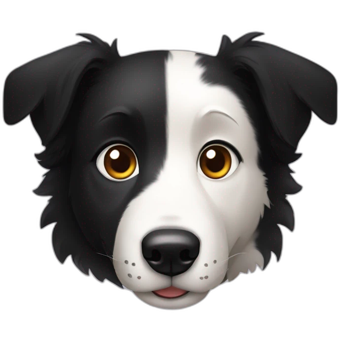 Black border collie face dog with Semi-pricked ears emoji