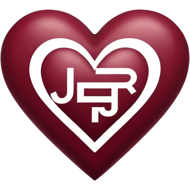 Burgundy heart with the letters Jer in the middle  emoji