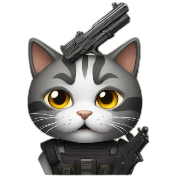 Cat with 4 guns emoji