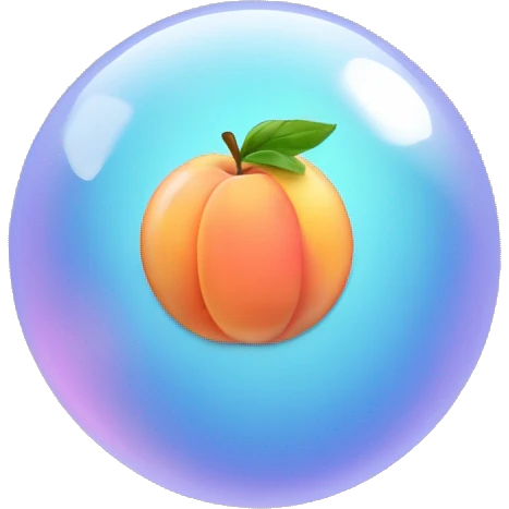a bubble of thoughts with a peach in it emoji