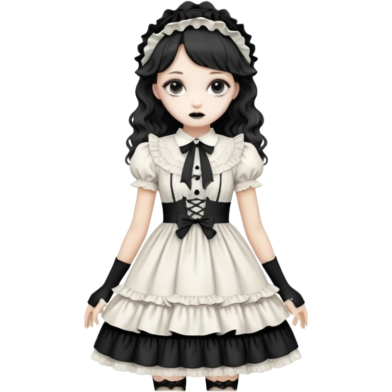 Lolita dress, white and creepy emoji