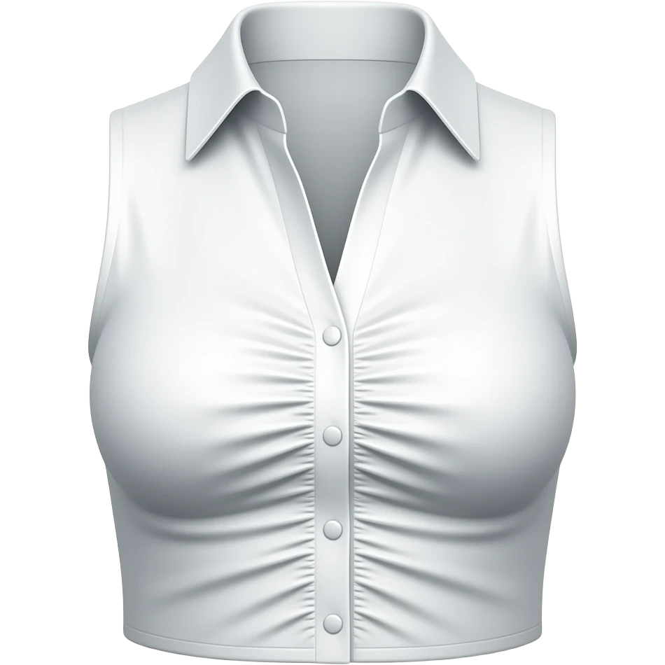 white sleeveless gathered blouse plunging v and no collar emoji