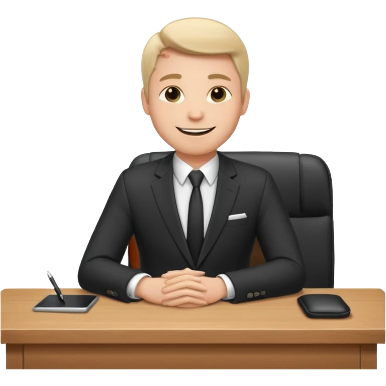 Business man sitting at a desk emoji