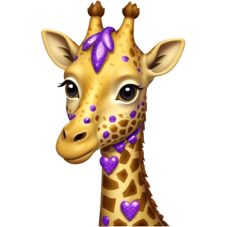 Girafa com colar roxo com glitter emoji