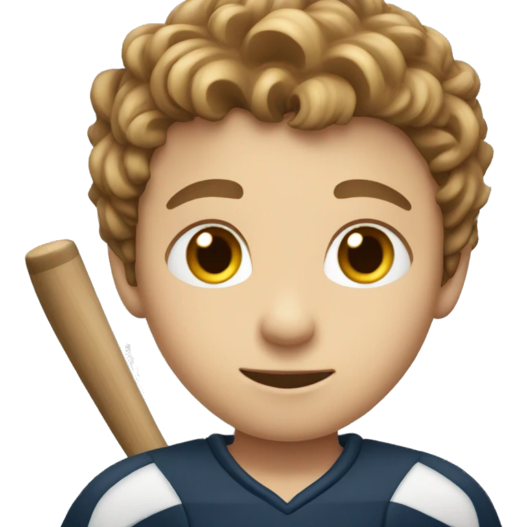 Light brown hair boy with hockey stick emoji