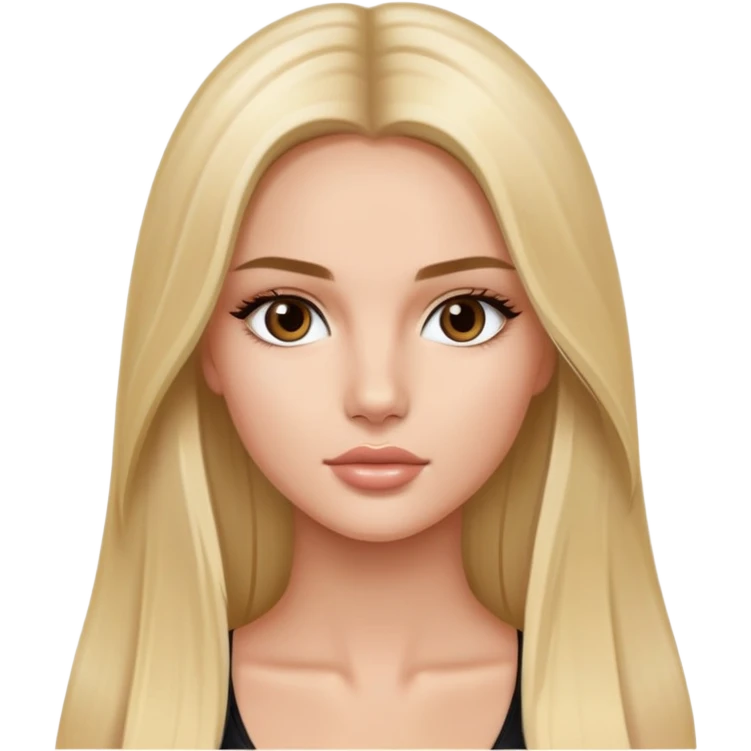 victoria’s secret model with long blonde straight hair, dark brown eyes, face oval shape emoji
