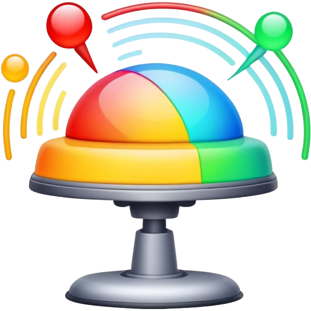 radar with colorful signals, multiple bright blips and sweeping line emoji
