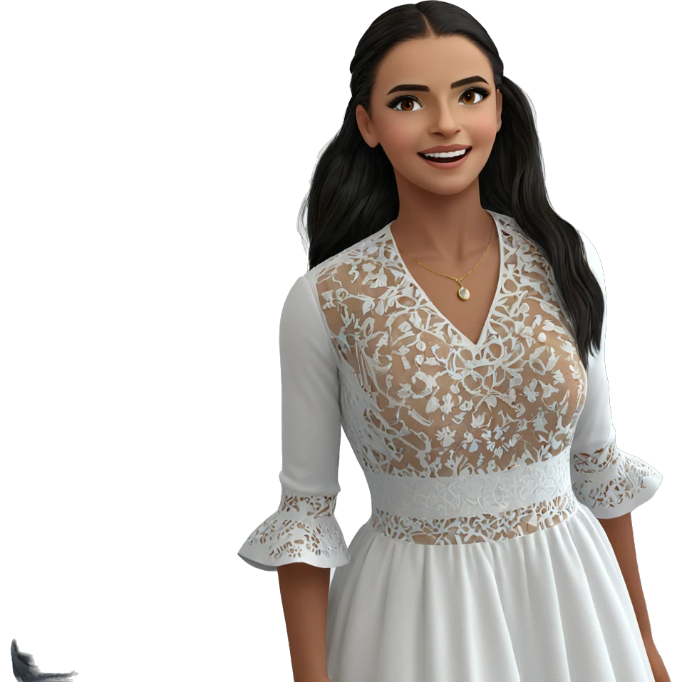 smiling girl in white dress emoji